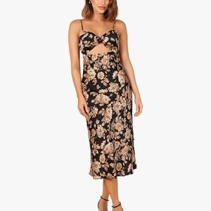 Petal & Pup Black Midi Sundress with Spaghetti Straps for Cocktail